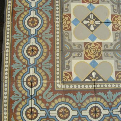 16.25m2+ of antique Douzies Maubeuge tiles in a warm palette