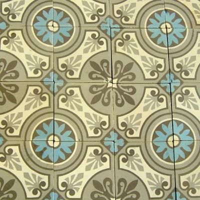 Small, 1m2, Douzies Maubege French ceramic encaustic floor c.1920-1930