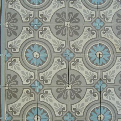 15m2+ antique ceramic floor in sky blue, grey and cream