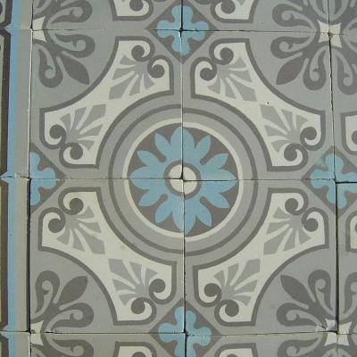 15m2+ antique ceramic floor in sky blue, grey and cream