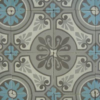 15m2+ antique ceramic floor in sky blue, grey and cream