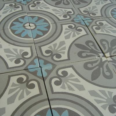 15m2+ antique ceramic floor in sky blue, grey and cream