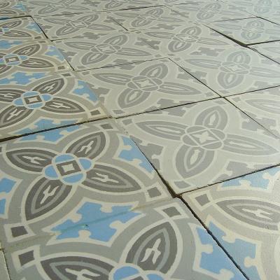 14.5m2 Period Belgian antique encaustic hallway floor with double borders