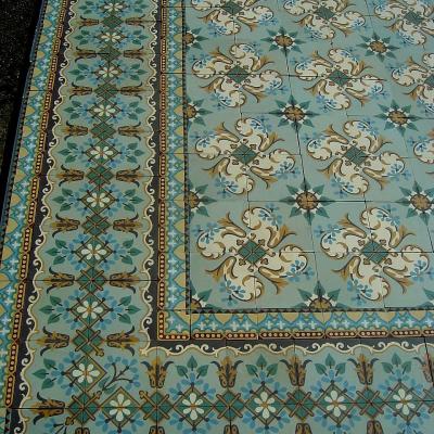 21m2 / 225 sq ft Art Nouveau French ceramic encaustic floor with original borders