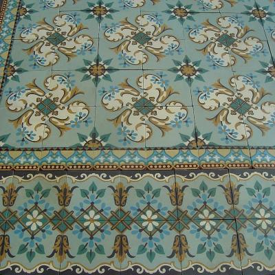 21m2 / 225 sq ft Art Nouveau French ceramic encaustic floor with original borders