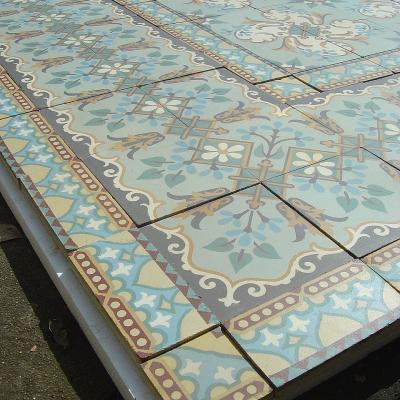 22m2 / 235 sq ft Art Nouveau French ceramic encaustic floor with four border tile layout