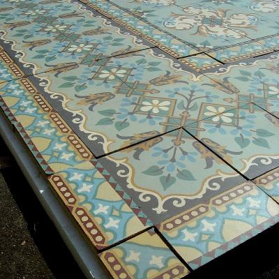 21m2 / 225 sq ft Art Nouveau French ceramic encaustic floor with original borders