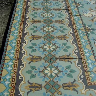 21m2 / 225 sq ft Art Nouveau French ceramic encaustic floor with original borders