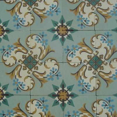 21m2 / 225 sq ft Art Nouveau French ceramic encaustic floor with original borders