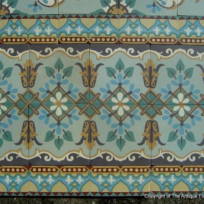 21m2 / 225 sq ft Art Nouveau French ceramic encaustic floor with original borders