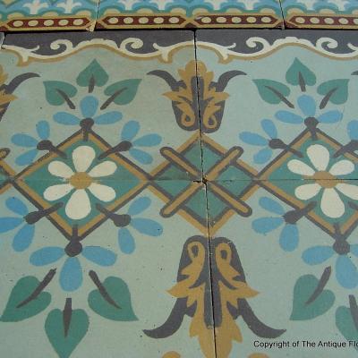 21m2 / 225 sq ft Art Nouveau French ceramic encaustic floor with original borders