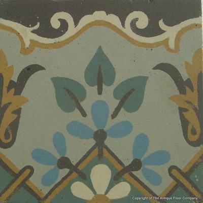 21m2 / 225 sq ft Art Nouveau French ceramic encaustic floor with original borders