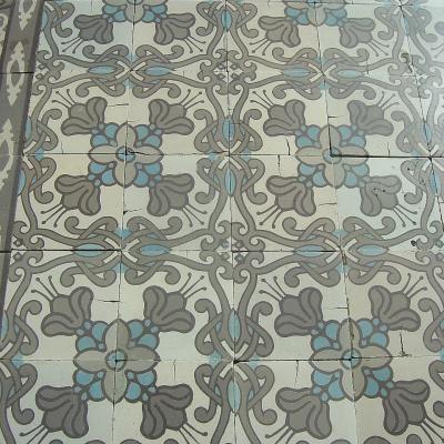 Early Art Nouveau Maufroid Freres et Soeur ceramic encaustic floor-13m2-17m2+