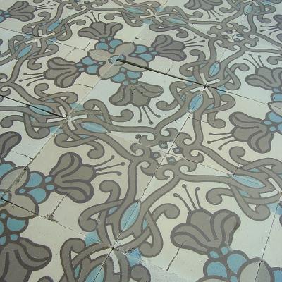 Early Art Nouveau Maufroid Freres et Soeur ceramic encaustic floor-13m2-17m2+