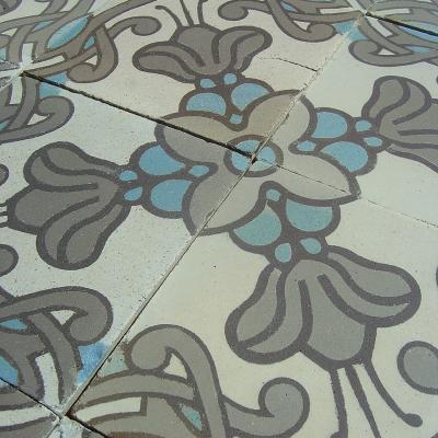 Early Art Nouveau Maufroid Freres et Soeur ceramic encaustic floor-13m2-17m2+