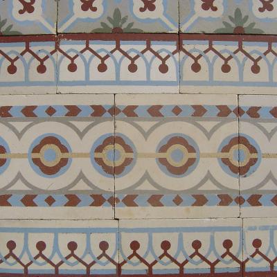 c.1900 - Triple border antique French kitchen floor - 10m2+