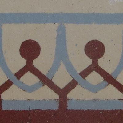 c.1900 - Triple border antique French kitchen floor - 10m2+