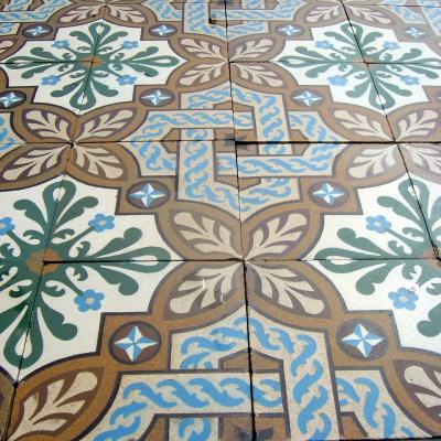 16m2 / 172 sq ft Belgian St. Ghislain ceramic encaustic floor with double borders