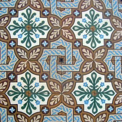 16m2 / 172 sq ft Belgian St. Ghislain ceramic encaustic floor with double borders