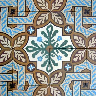 16m2 / 172 sq ft Belgian St. Ghislain ceramic encaustic floor with double borders