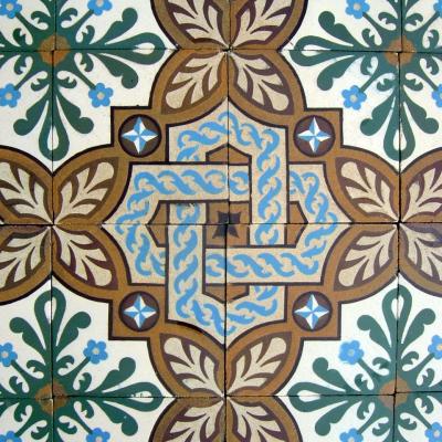 16m2 / 172 sq ft Belgian St. Ghislain ceramic encaustic floor with double borders