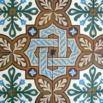 16m2 / 172 sq ft Belgian St. Ghislain ceramic encaustic floor with double borders