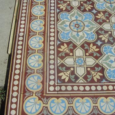 Large, 27m2+ antique Belgian floor of twin motifs c.1890