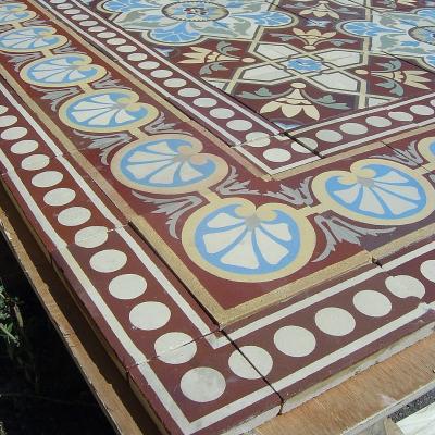 Large, 27m2+ antique Belgian floor of twin motifs c.1890