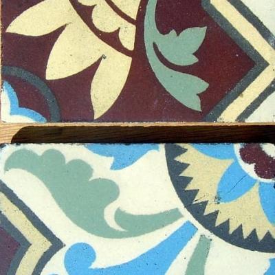 Large, 27m2+ antique Belgian floor of twin motifs c.1890