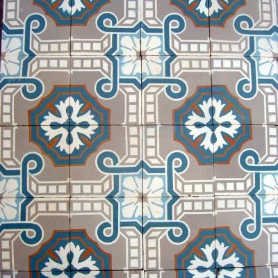 15m2 Antique Belgian ceramic encaustic floor - early 20th century