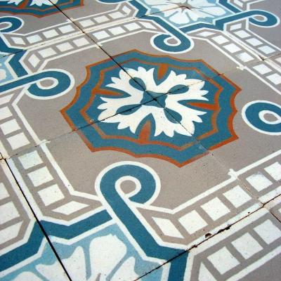 15m2 Antique Belgian ceramic encaustic floor - early 20th century