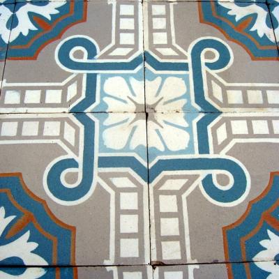 15m2 Antique Belgian ceramic encaustic floor - early 20th century