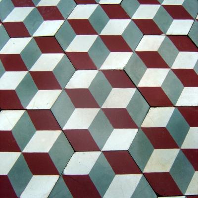 3D Hexagonal Carreaux de ciment floor c.1910