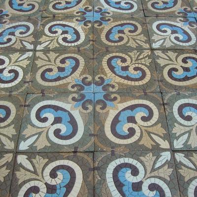 16m2 antique Boch Freres Maubege ceramic encaustic floor - 1929 