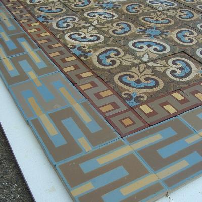 16m2 antique Boch Freres Maubege ceramic encaustic floor - 1929 