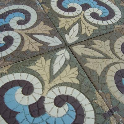 16m2 antique Boch Freres Maubege ceramic encaustic floor - 1929 