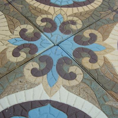 16m2 antique Boch Freres Maubege ceramic encaustic floor - 1929 