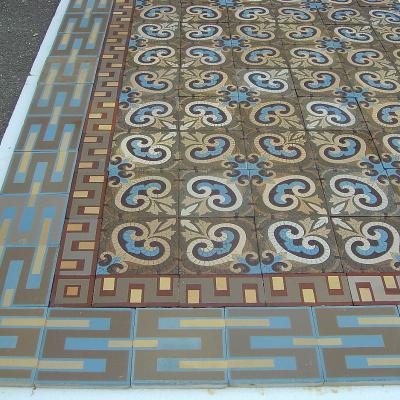 16m2 antique Boch Freres Maubege ceramic encaustic floor - 1929 