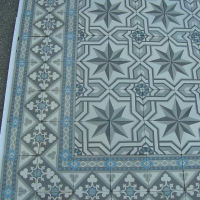 11m2+ Classical twin bordered Belgian ceramic floor c.1910