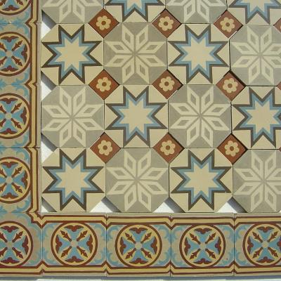 Octagonal ceramic floor tiles with inserts