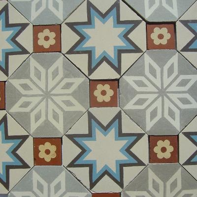 Octagonal ceramic floor tiles with inserts