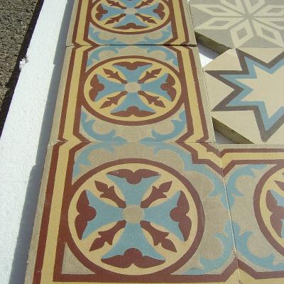 Octagonal ceramic floor tiles with inserts