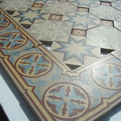 Octagonal ceramic floor tiles with inserts