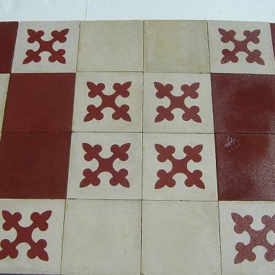 9m2 antique carreaux de ciments damier cross floor