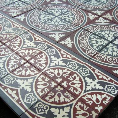 c.5.75m2 ornate motif ceramic encaustic floor c.1925-1930