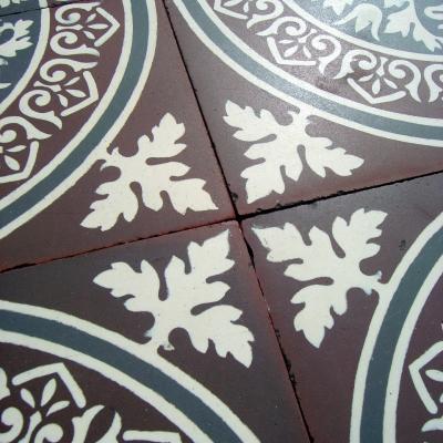 c.5.75m2 ornate motif ceramic encaustic floor c.1925-1930