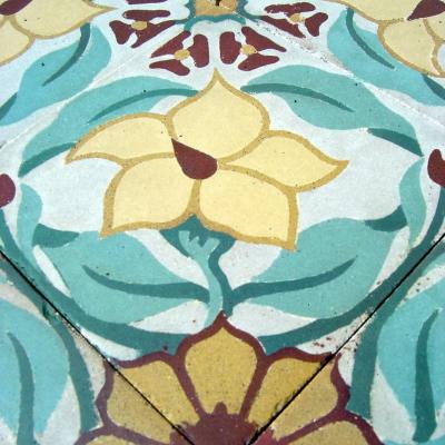 12.75m2+ antique ceramic Douzies Maubege French floor 1909