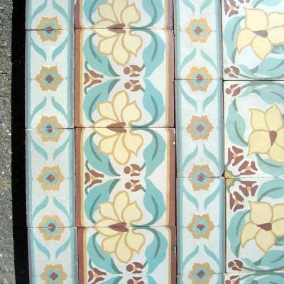 12.75m2+ antique ceramic Douzies Maubege French floor 1909
