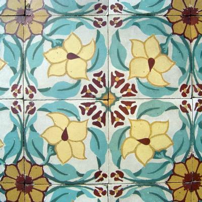 12.75m2+ antique ceramic Douzies Maubege French floor 1909