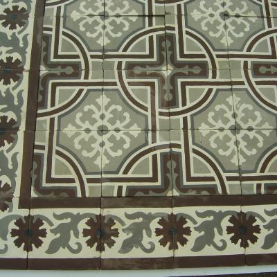 c.12m2 / 130 sq ft geometric floor with leaf borders